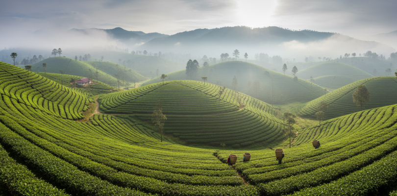 Tea country road toward Nuwara Eliya